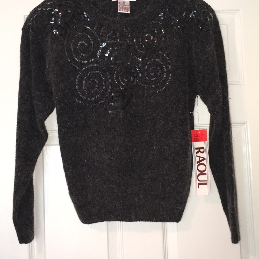 Raoul Fuzzy Dark Gray Cardigan-NWOT-Ladies Small